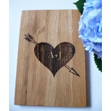 Heart with Initials Personalised Oak Cutting Board