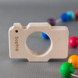 Personalised Organic Camera Wooden Teething Toy