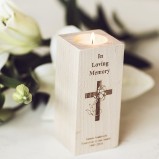 Personalised In Loving Memory Wooden Tealight Candle Holder 
